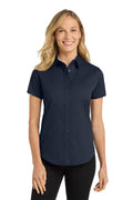 L508 PORT AUTH WOMEN'S SHORT SLEEVE BUTTON UP ONE CREDIT
