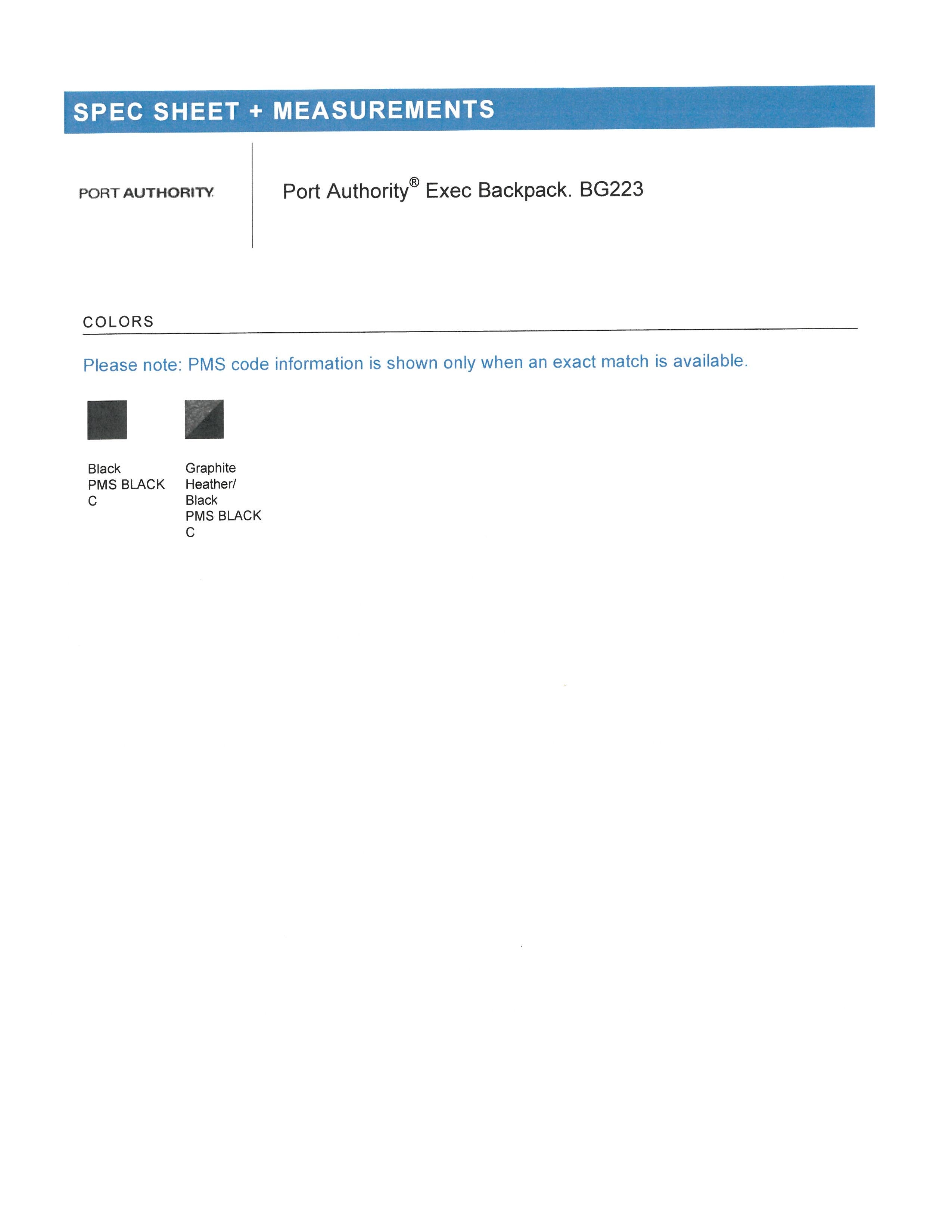 BG223 PORT AUTHORITY EXEC BACKPACK TWO CREDITS